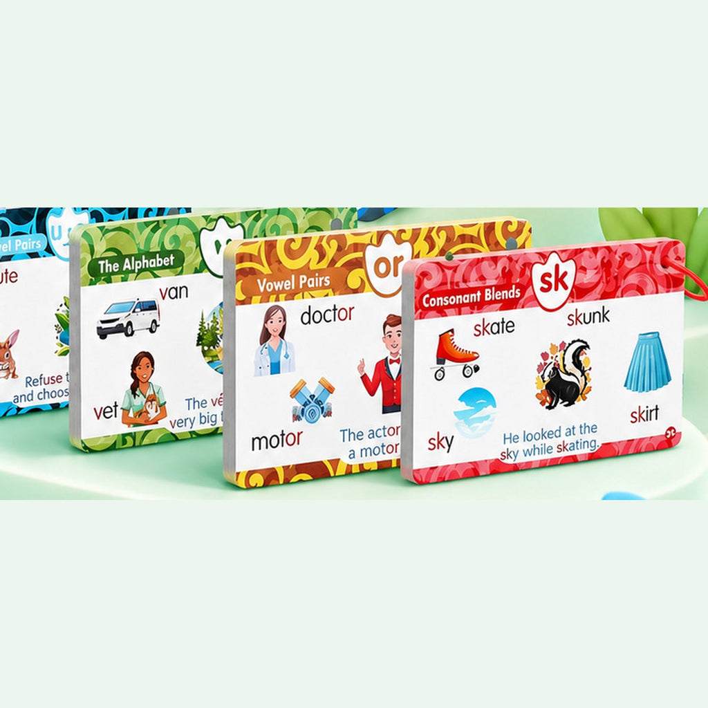 Dinosaur Talking Flash Cards — 148-Card Phonics Reader & Sticker Set