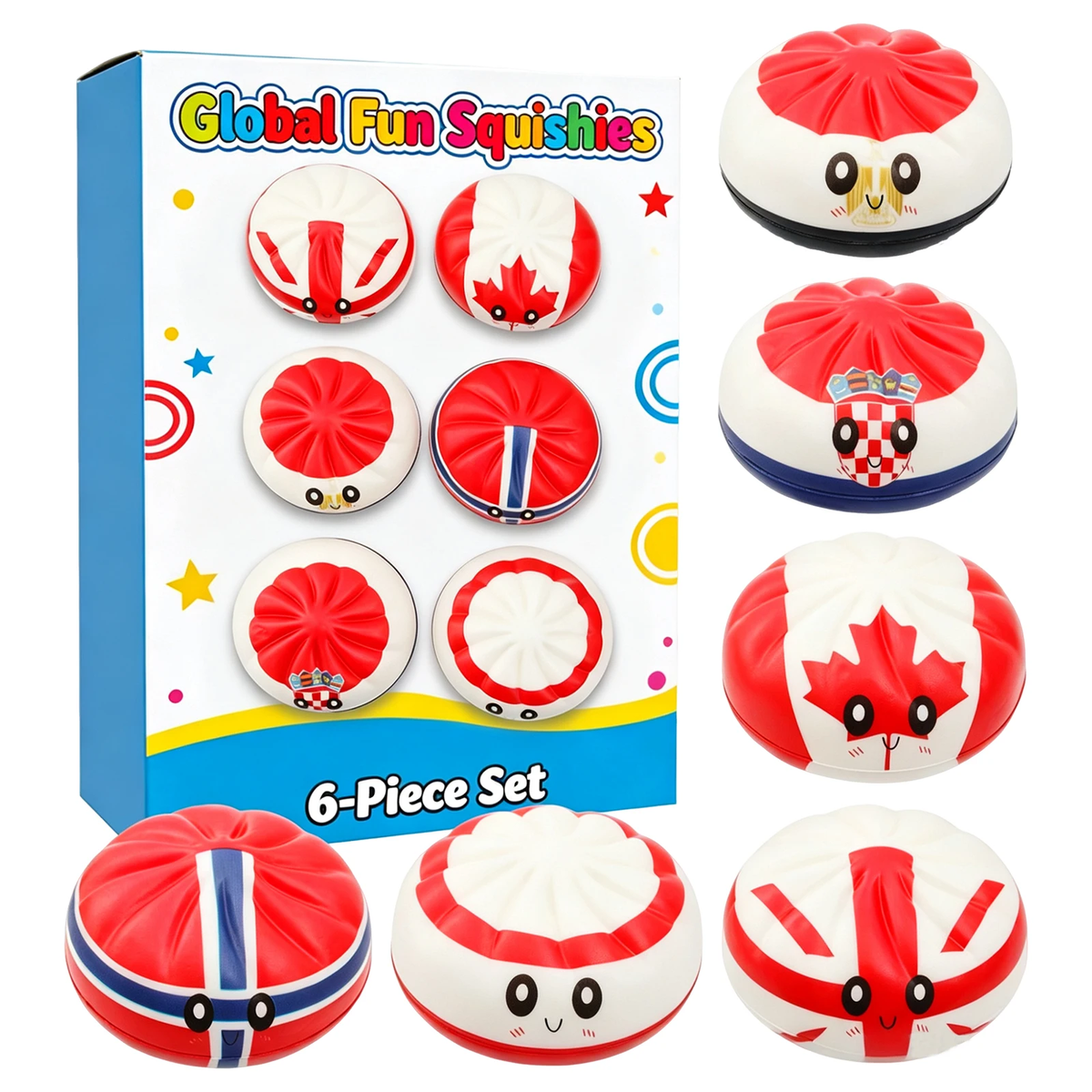 Flag Squishies — 6-Piece Slow Rising Set
