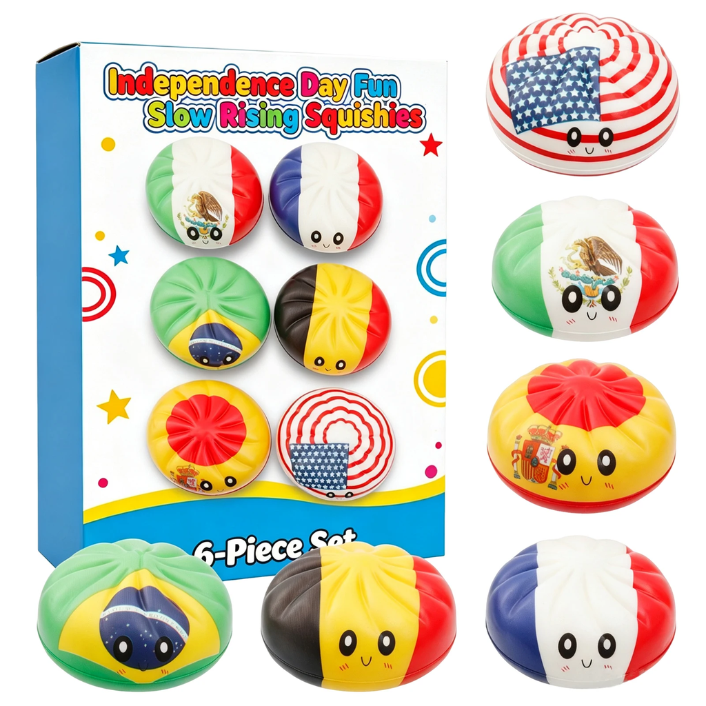 Flag Squishies — 6-Piece Slow Rising Set