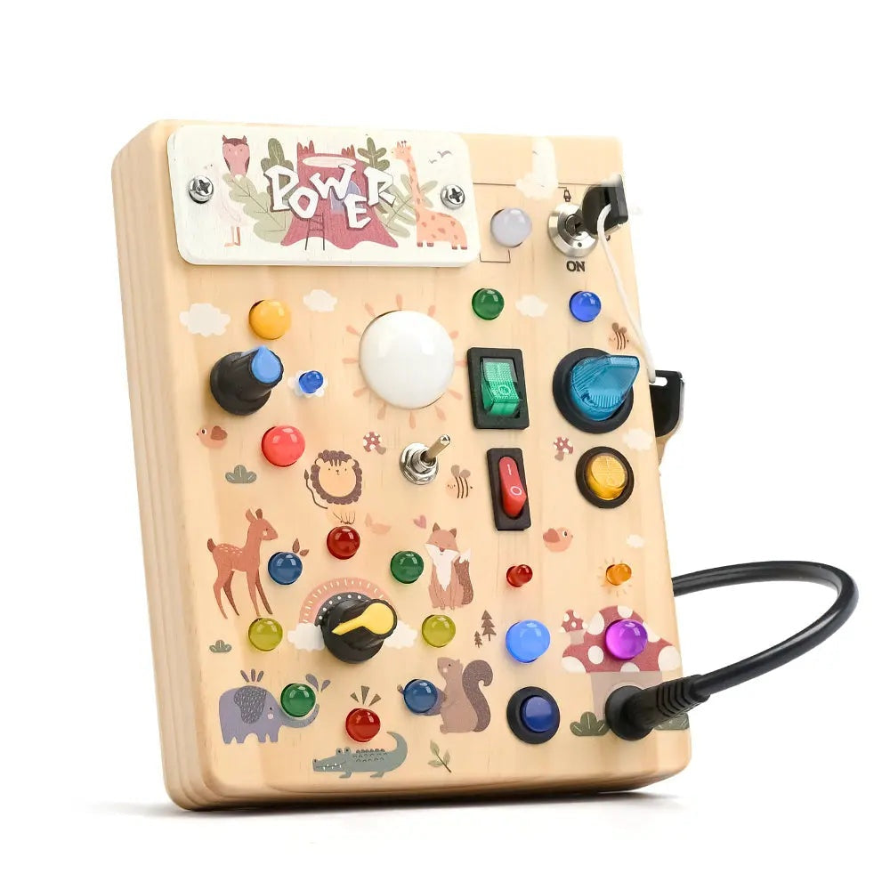 Forest LED Busy Board for Toddlers — 10 Switches & 19 Lights