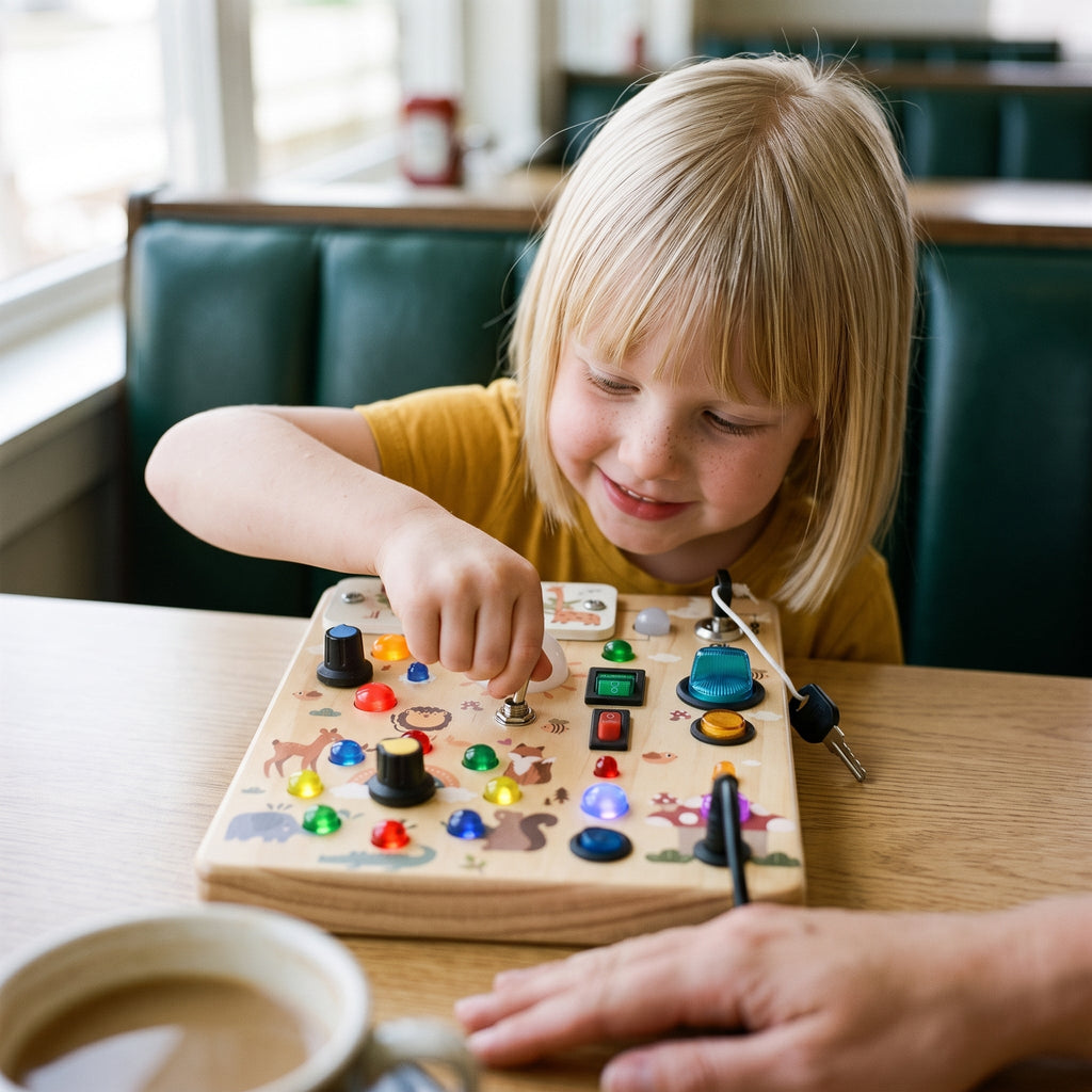 Forest LED Busy Board for Toddlers — 10 Switches & 19 Lights