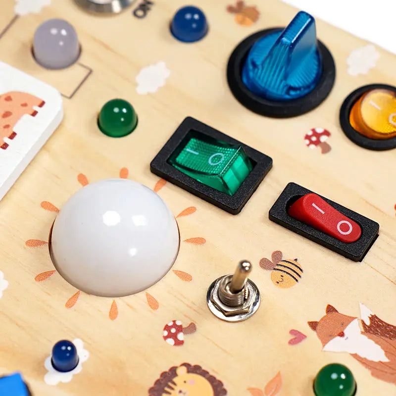 Forest LED Busy Board for Toddlers — 10 Switches & 19 Lights