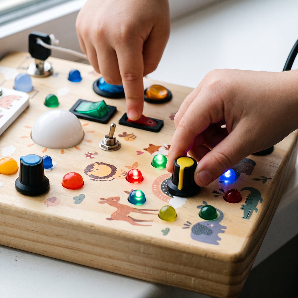 Forest LED Busy Board for Toddlers — 10 Switches & 19 Lights