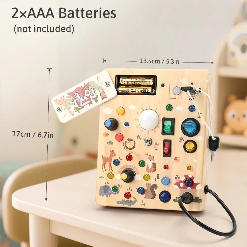 Forest LED Busy Board for Toddlers — 10 Switches & 19 Lights