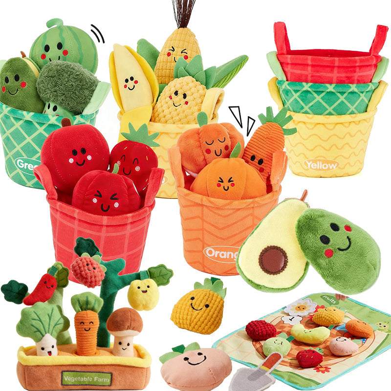 Fruit & Veggie Color Sorting Set — Soft Plush Sensory Toy Main image