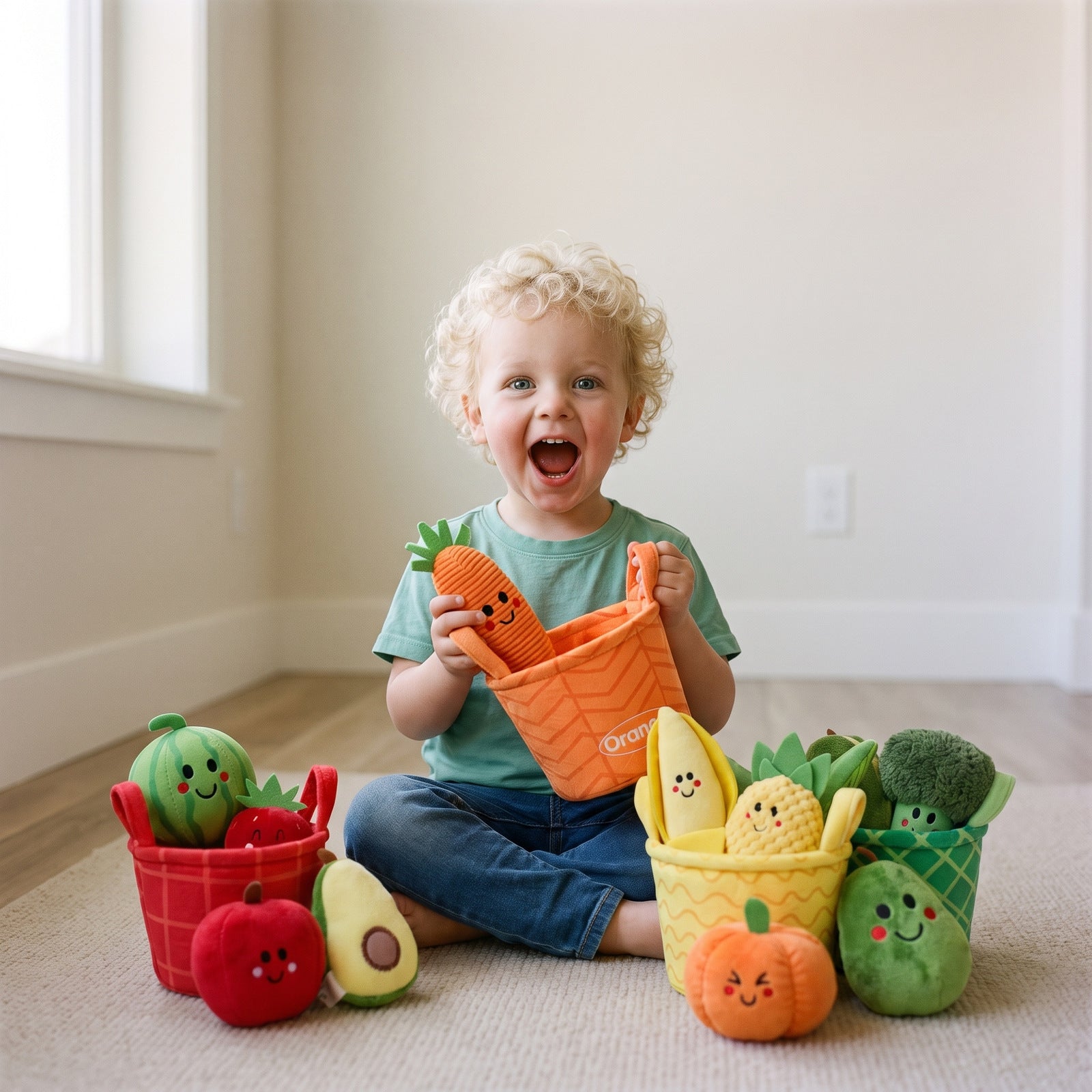 Fruit & Veggie Color Sorting Set — Soft Plush Sensory Toy