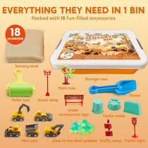 Kinetic Sand Sensory Bin, 18-Piece Set, With Glow Stones