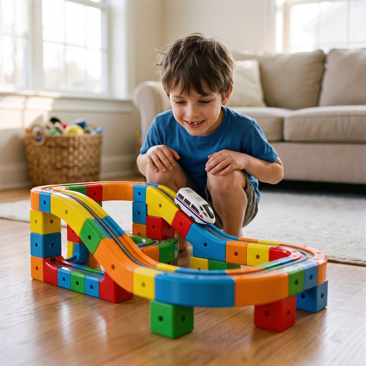 Magnetic Cube Track Train Set — Build-Your-Own Railway for Kids
