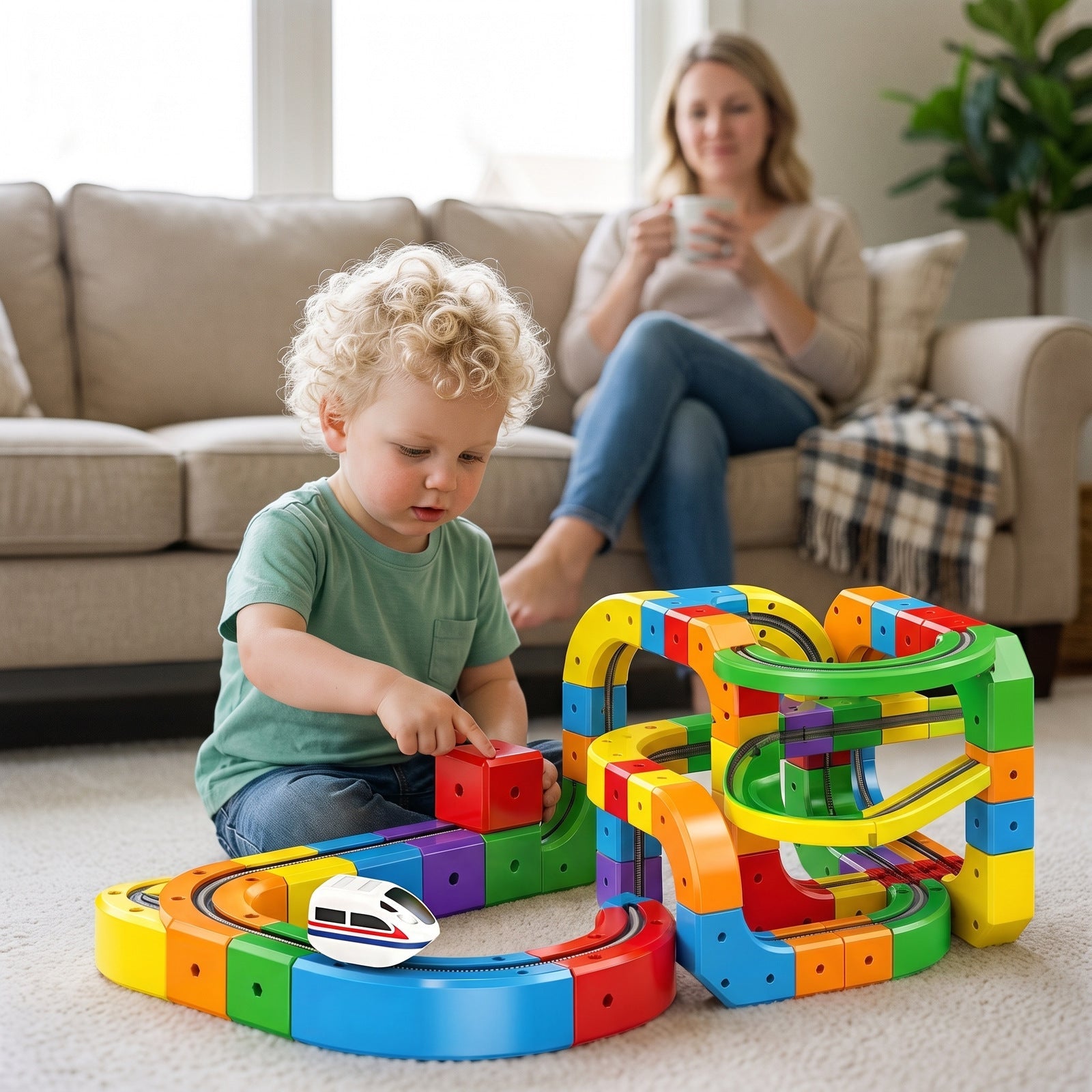 Magnetic Cube Track Train Set — Build-Your-Own Railway for Kids Secondary image