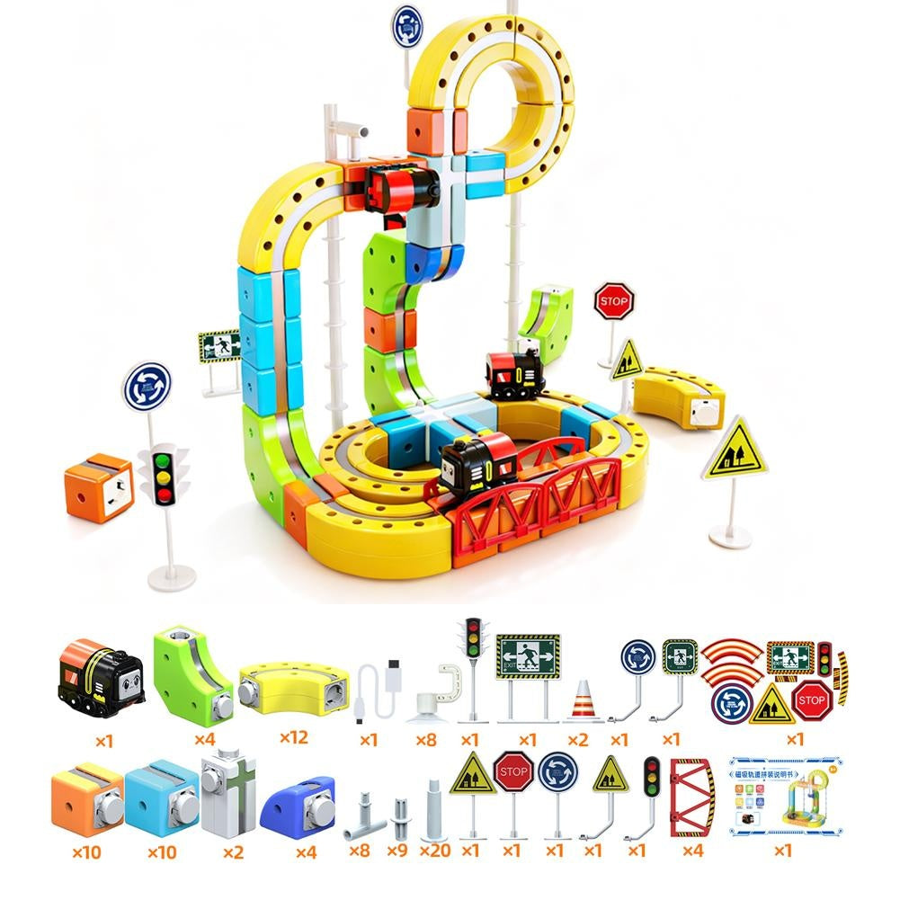 Magnetic Cube Track Train Set — Build-Your-Own Railway for Kids