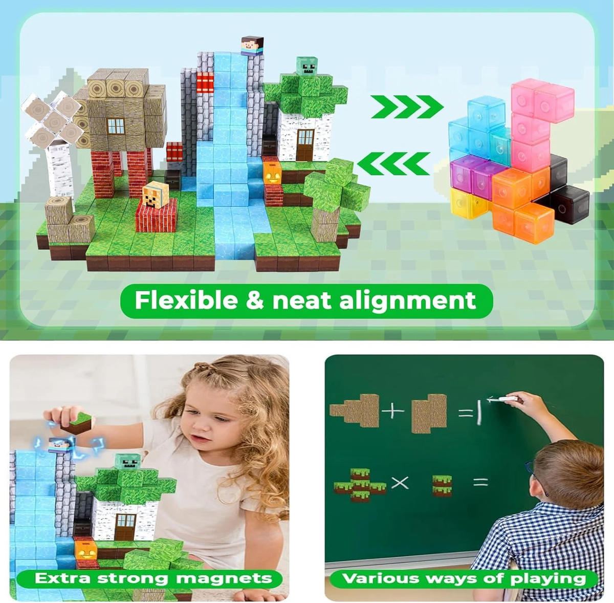 Magnetic Pixel Blocks — 100-Piece Set