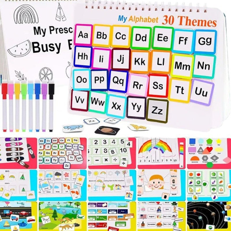Preschool Busy Book, 30 Montessori Activities, With Markers