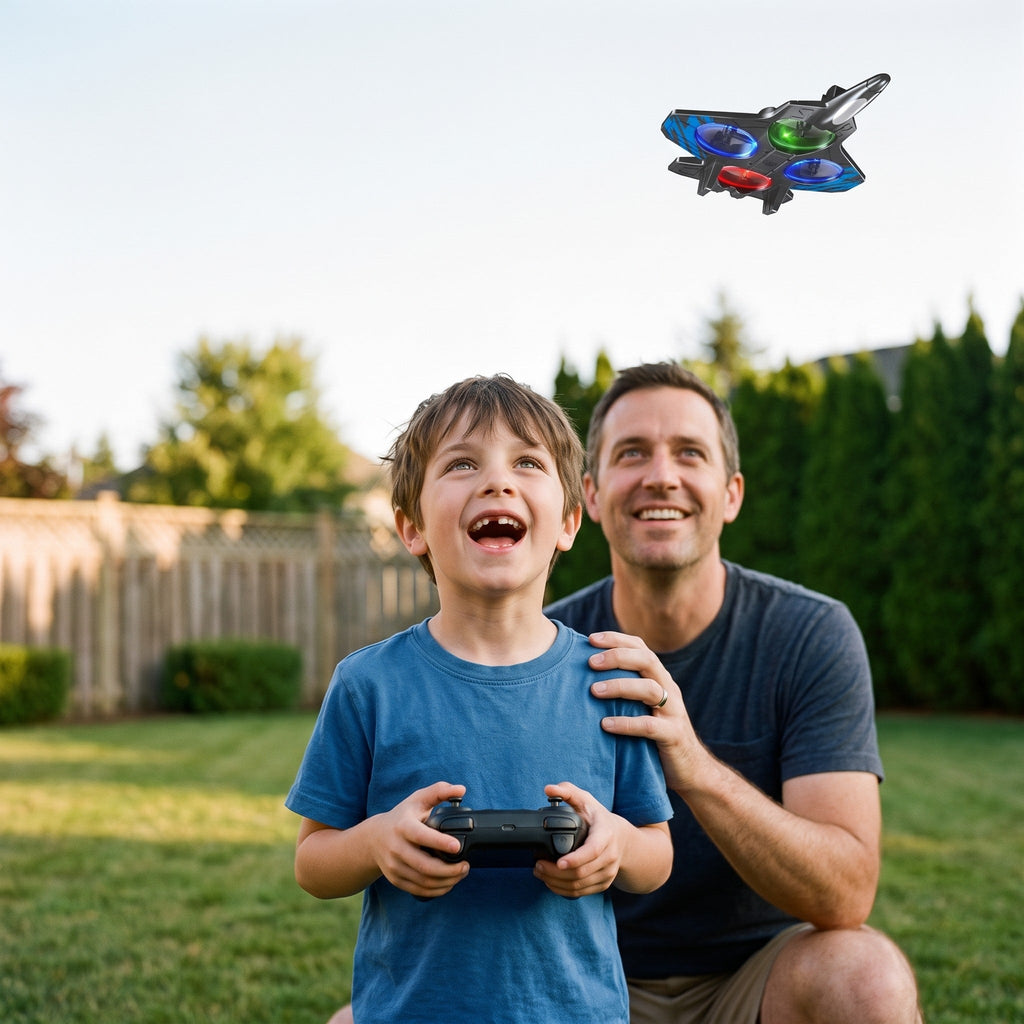 Remote Control Fighter Jet, Foam Stunt Drone, With LED Rings