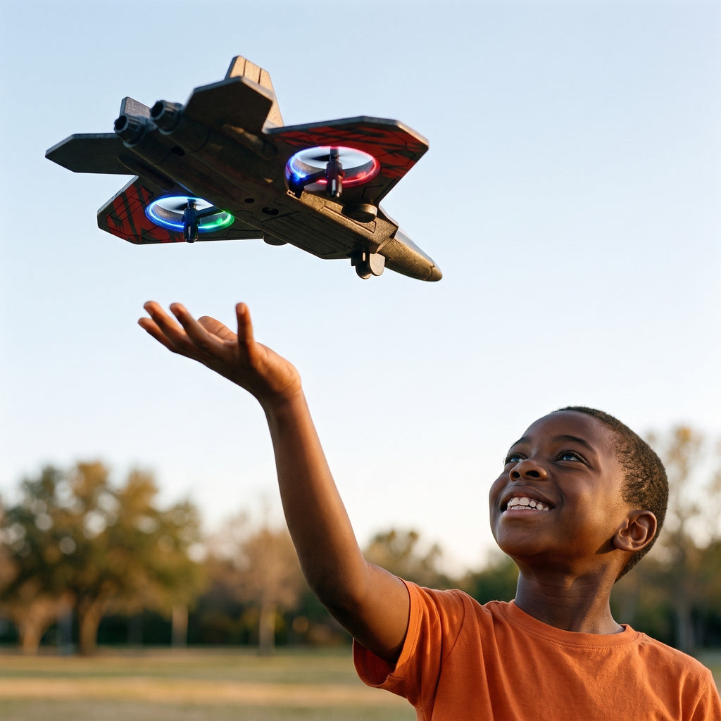 Remote Control Fighter Jet, Foam Stunt Drone, With LED Rings