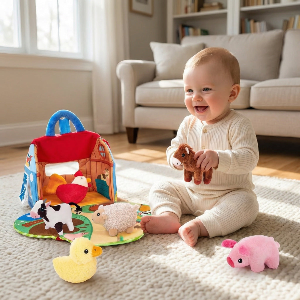 Talking Farm Barn — 6 Plush Animals That Say Their Names