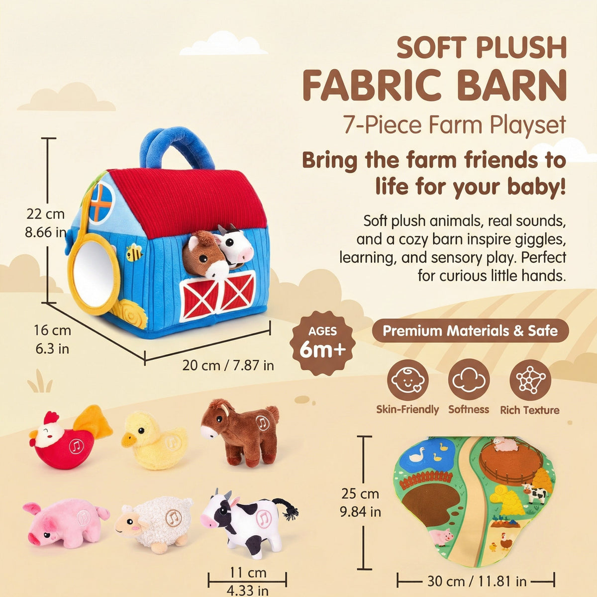 Talking Farm Barn — 6 Plush Animals That Say Their Names