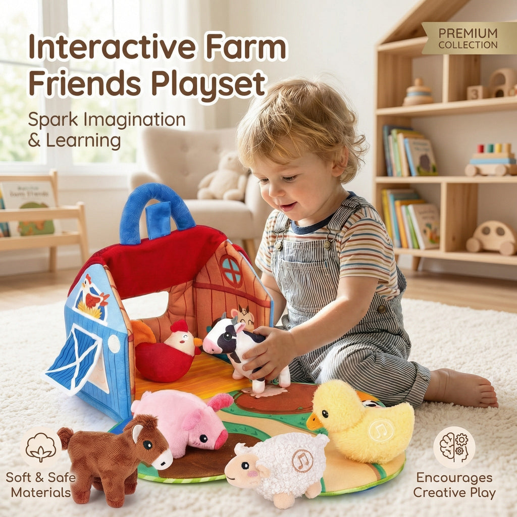 Talking Farm Barn — 6 Plush Animals That Say Their Names